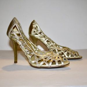 Bakers Gold Isabelle Criss Cross Peep Toe Heels